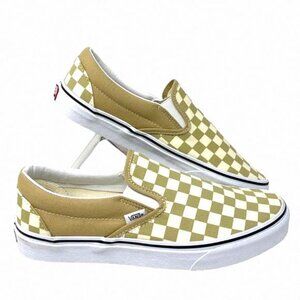 VANS Classic Slip On Shoes Check Taupe Men’s VN0A5AO8YUU Sneakers Size Canvas